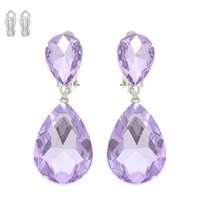 TEARDROP-CUT CRYSTAL CLIP-ON EARRINGS